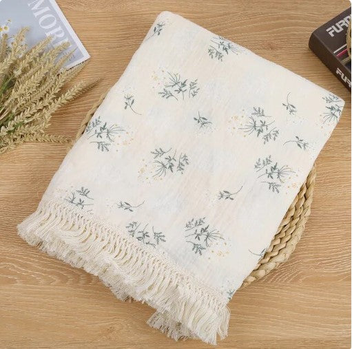 Floral Cotton Muslin Blanket