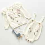 Knitted romper set Flowers