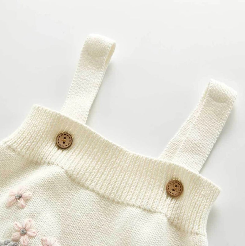 Knitted romper set Flowers