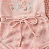 Embroidered knitted romper suit