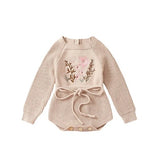 Embroidered knitted romper suit