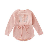 Embroidered knitted romper suit