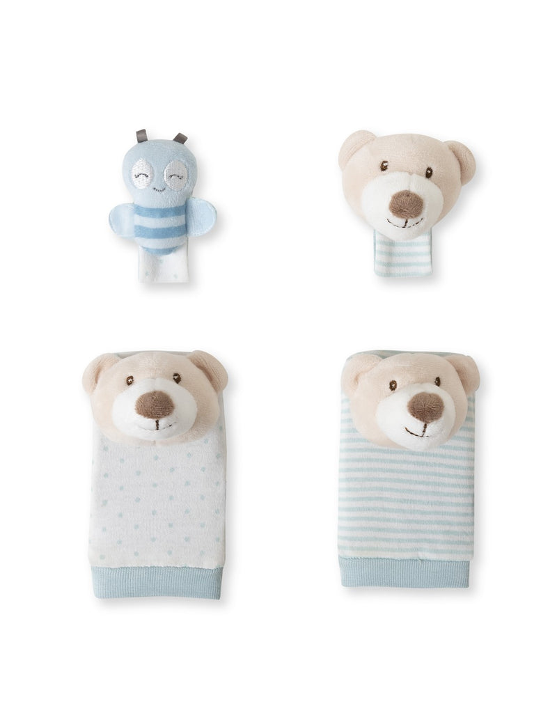 Teddy Bear Doll and Foot Rattle Set